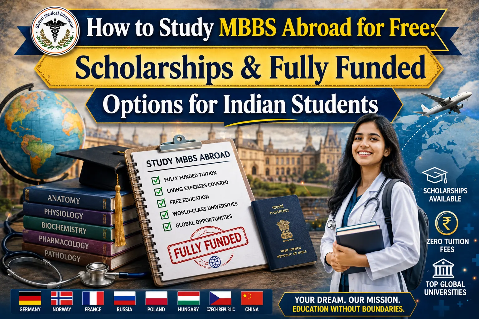 How to Study MBBS Abroad for Free: Scholarships & Fully Funded Options for Indian Students